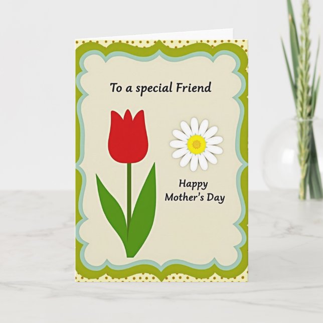 Cheerful Mothers Day Friend Card (Front)