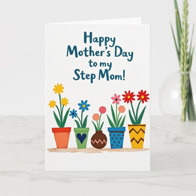 Cheerful Mothers Day Stems Card (Front)