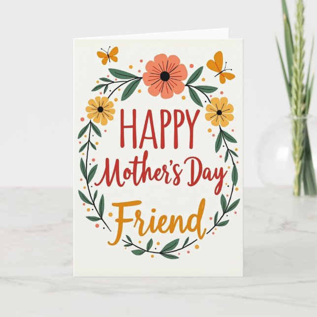 Cheerful Mothers Day Wreath Card (Front)