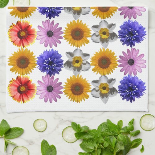 Cheerful Multicolor Flower Pattern Kitchen Towel