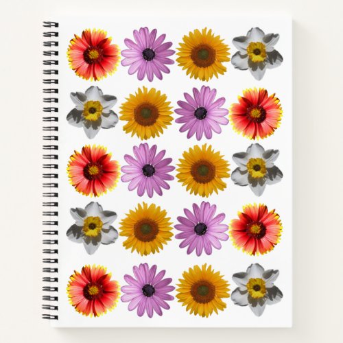 Cheerful Multicolor Flower Pattern Notebook
