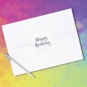 Cheerful Multicolor Happy Birthday Dots Classic Round Sticker