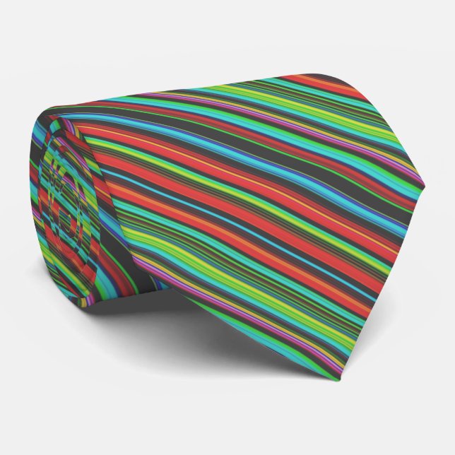 Cheerful Multicolored Stripe Pattern Neck Tie (Rolled)