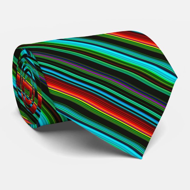Cheerful Multicolored Stripe Pattern  Neck Tie (Rolled)