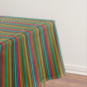 Cheerful Multicolored Stripe Pattern Tablecloth