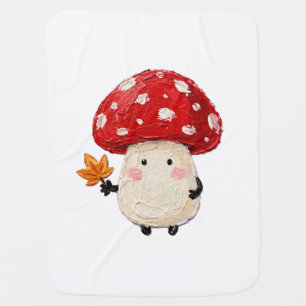 Cheerful Mushroom Buddy and Autumn Leaf Baby Blanket