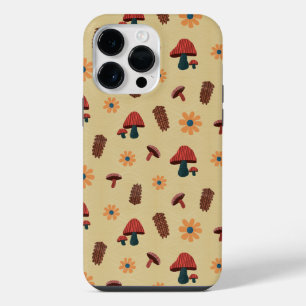 Cheerful Mushroom Nature Lover Pattern (Yellow) iPhone 14 Pro Max Case