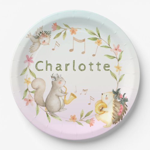 Cheerful Musical Baby Woodland Animal       Paper Plates