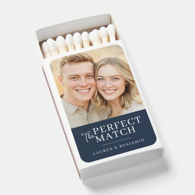 Cheerful Navy Romantic Photo Matchboxes (Front Open)