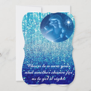 cheerful New year with blessing of angle Holiday Card