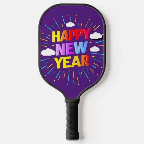 Cheerful New Years Eve Art Festive and Happy Pickleball Paddle