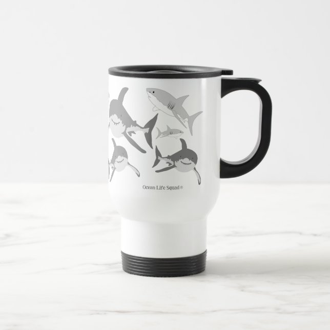 Cheerful Ocean Sharks Art  Travel Mug (Right)