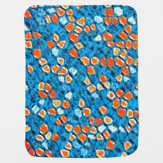 Cheerful Orange and Blue Pattern Baby Blanket (Front)
