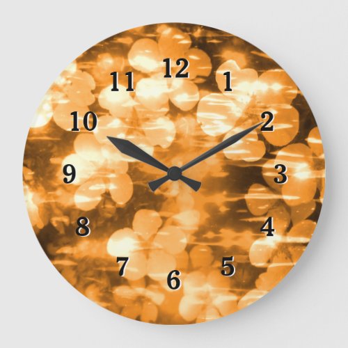 Cheerful Orange Bright Harmony Floral Creation Large Clock