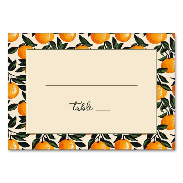 Cheerful Orange Citrus Border Table Number (Front)