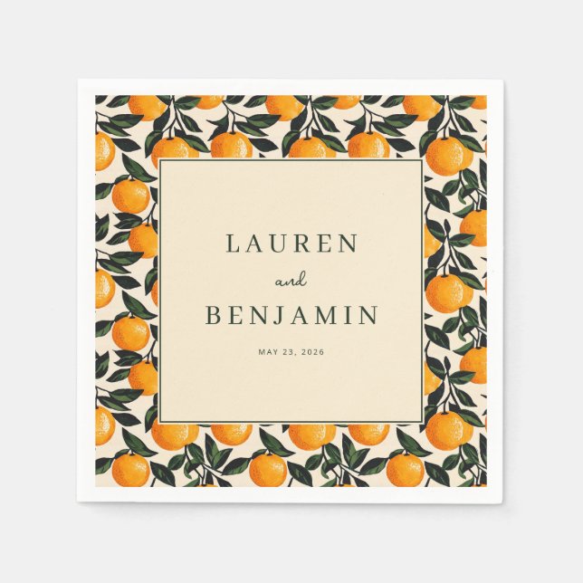 Cheerful Orange Citrus Fruit Napkins (Front)