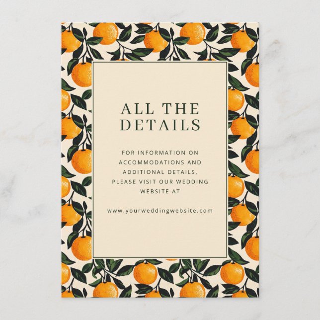 Cheerful Orange Citrus Motive Enclosure Card (Front)
