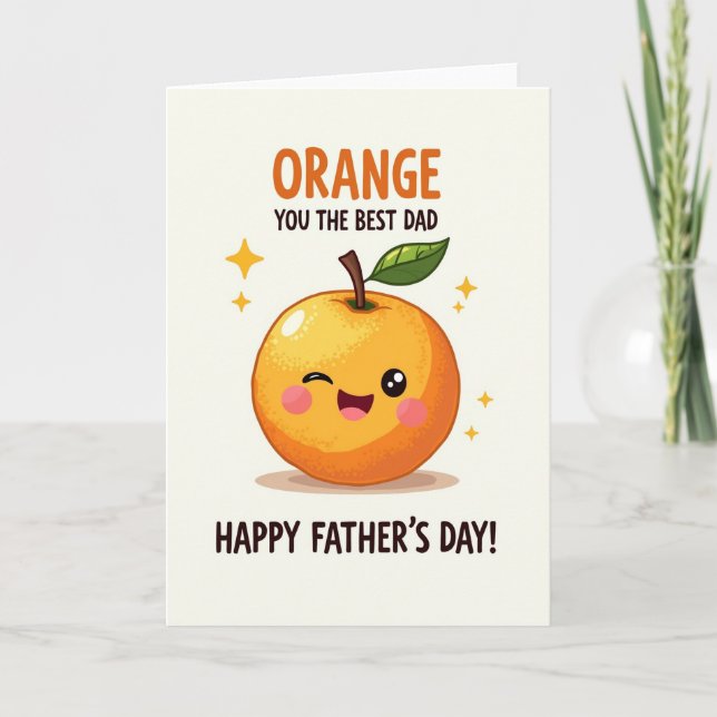 Cheerful Orange Dad Day Card (Front)