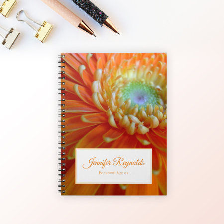 Cheerful Orange Gerber Floral Personal Notebook