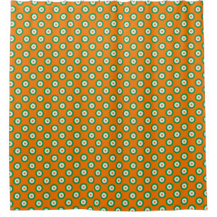 Cheerful Orange/Green/White Dots on Orange Shower Curtain