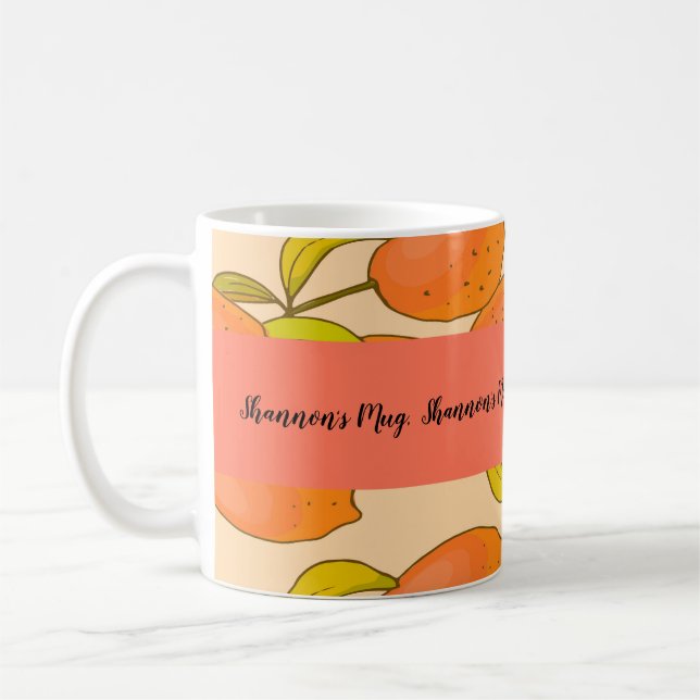 Cheerful Orange Lemon Fruit Coffee Mug (Left)