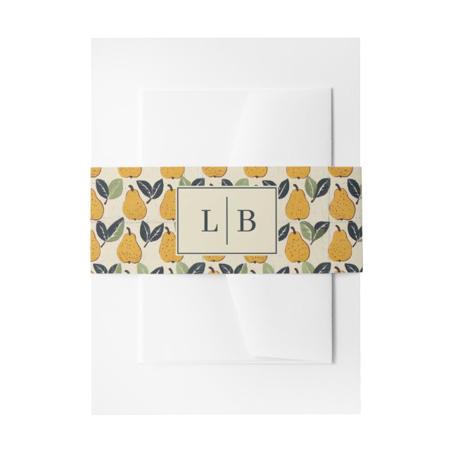Cheerful Orange Pear Illustration Invitation Belly Band (Front Example)