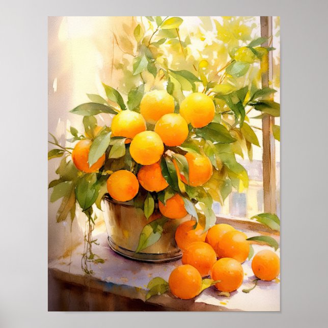 Cheerful Orange Tree in Pot Poster (Front)