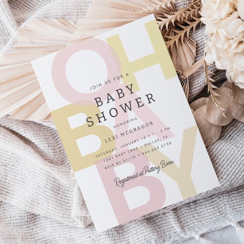 Cheerful Pale Pink Girls Baby Shower Invitation