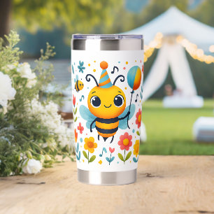 Cheerful Party Bee Stainless Steel Tumbler