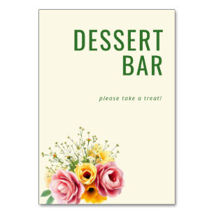Cheerful Pastel Floral Dessert Bar Sign Table Number