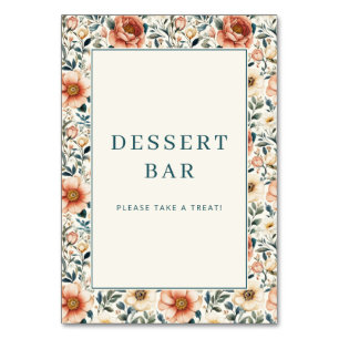 Cheerful Pastel Floral Dessert Bar Sign Table Number