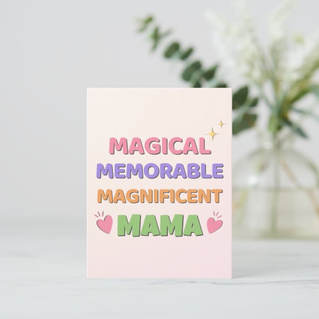 Cheerful Pastel Magical Mama Mother's Day  Holiday Postcard (Standing Front)