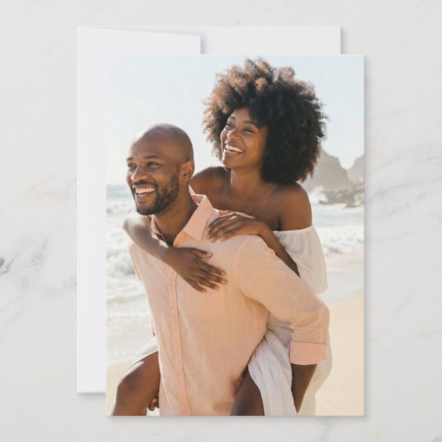 Cheerful Peach Beach Photo Invitation (Front)