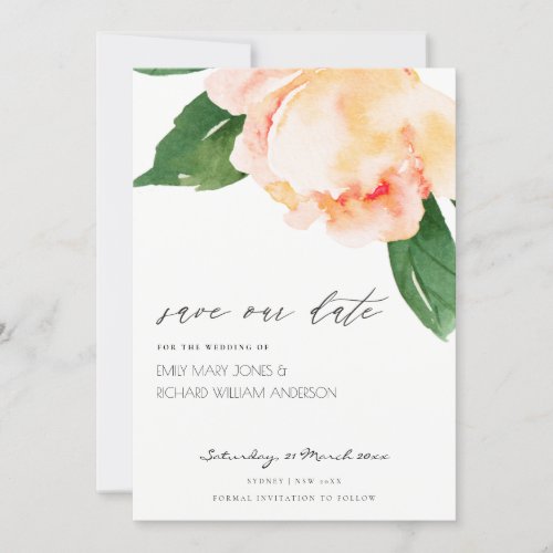 CHEERFUL PEACH WATERCOLOR FLORAL SAVE THE DATE