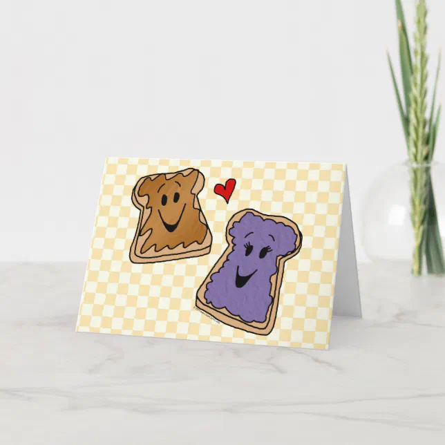 Cheerful Peanut Butter And Jelly Cartoon Friends Card Zazzle 4312