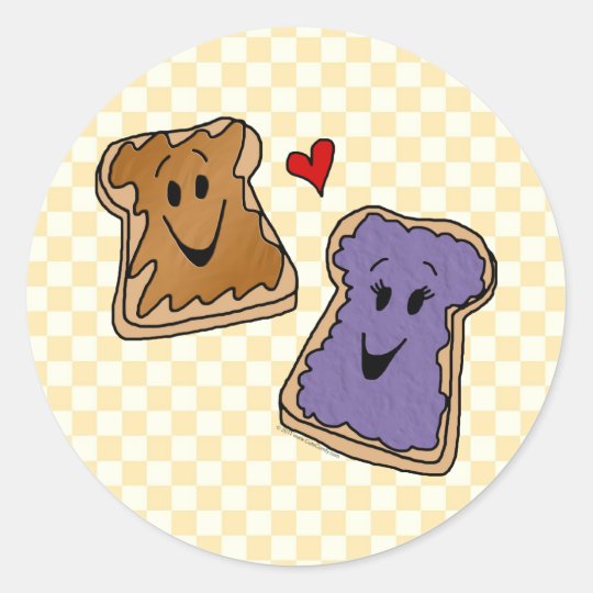 Cheerful Peanut Butter And Jelly Cartoon Friends Classic Round