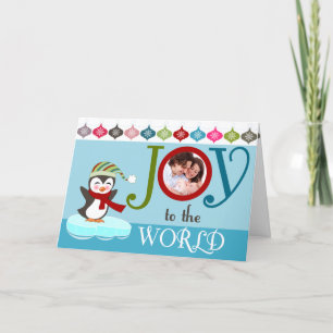 Cheerful Penguin Christmas Photo Greeting Card