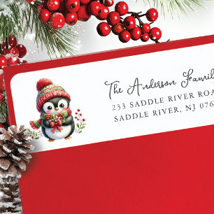 Cheerful Penguin Return Address Label