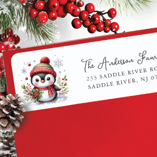 Cheerful Penguin Return Address Label