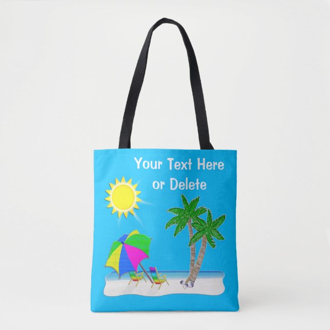 Cheerful Personalized Beach Tote Bags (Front)