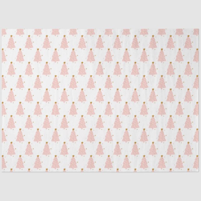 Cheerful Pink Christmas Tree Holiday  Tissue Paper (Front)