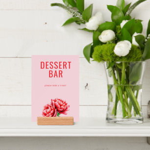 Cheerful Pink Floral Dessert Bar Sign Holder