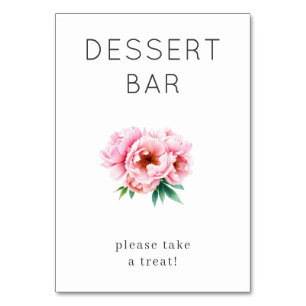Cheerful Pink Floral Dessert Sign Table Number