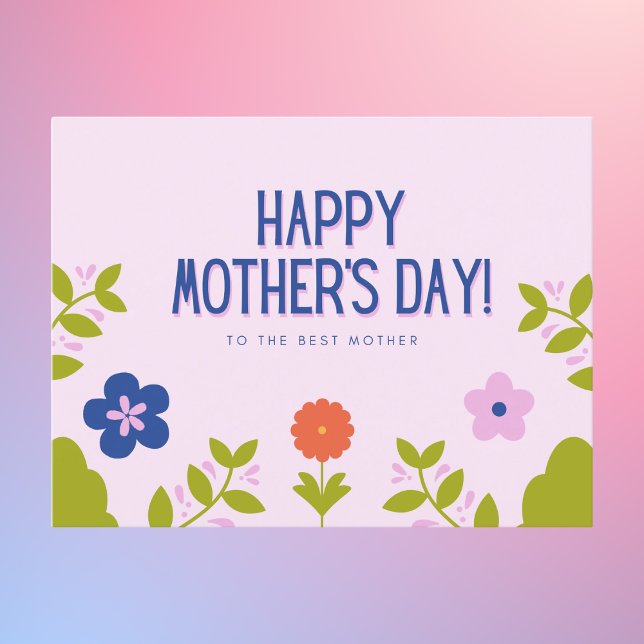 Cheerful Pink Floral Happy Mother’s Day Postcard (Creator Uploaded)