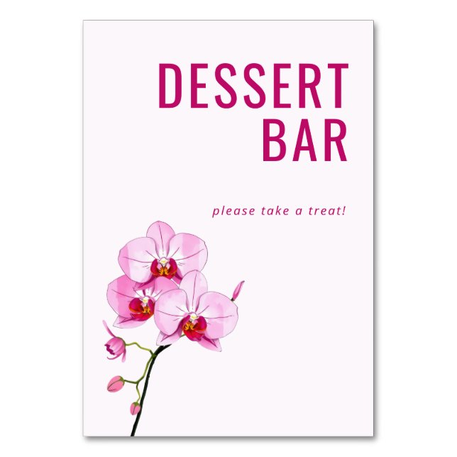Cheerful Pink Minimalist Orchid Table Number (Front)