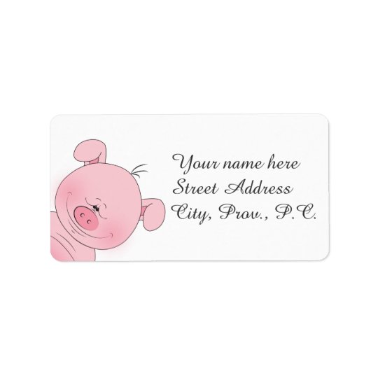 Cheerful Pink Pig Cartoon Address Label