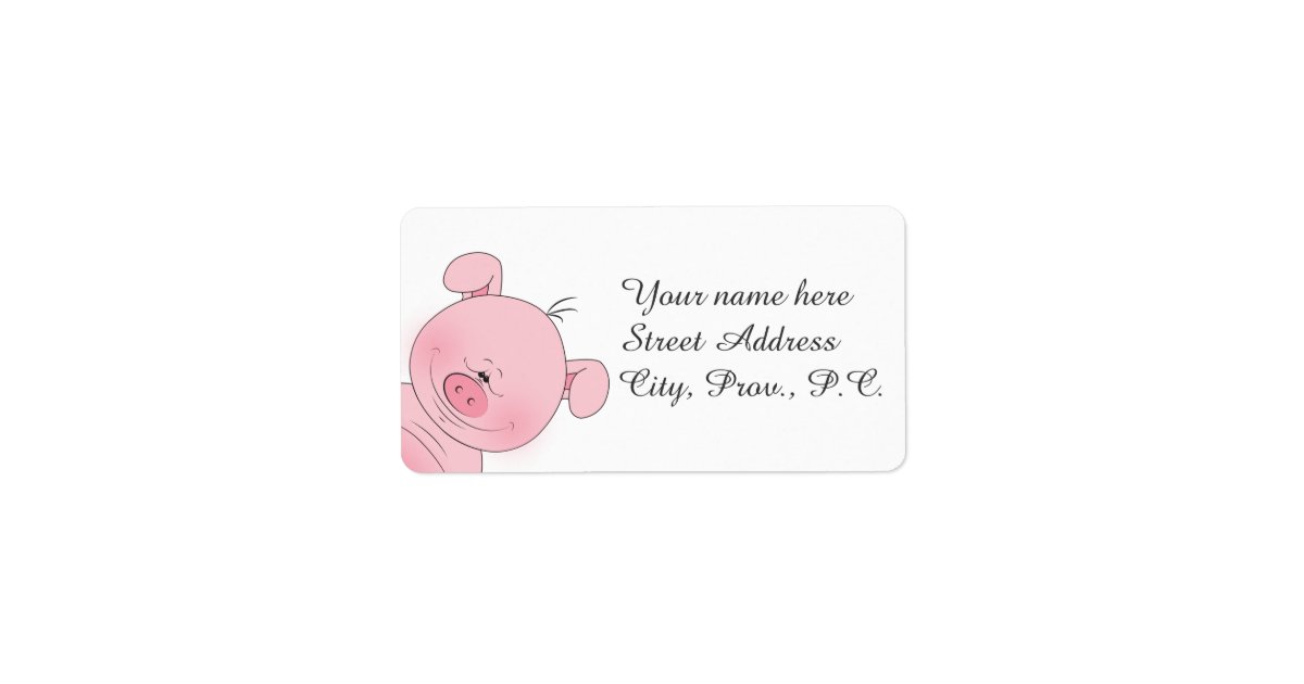 Cheerful Pink Pig Cartoon Address Label Zazzle
