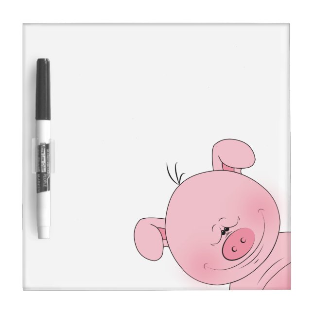 Cheerful Pink Pig Cartoon Dry Erase Board (Front)
