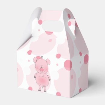 Cheerful Pink Pig Cartoon Favor Boxes by HeeHeeCreations at Zazzle