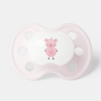 Cheerful Pink Pig Cartoon Pacifier by HeeHeeCreations at Zazzle